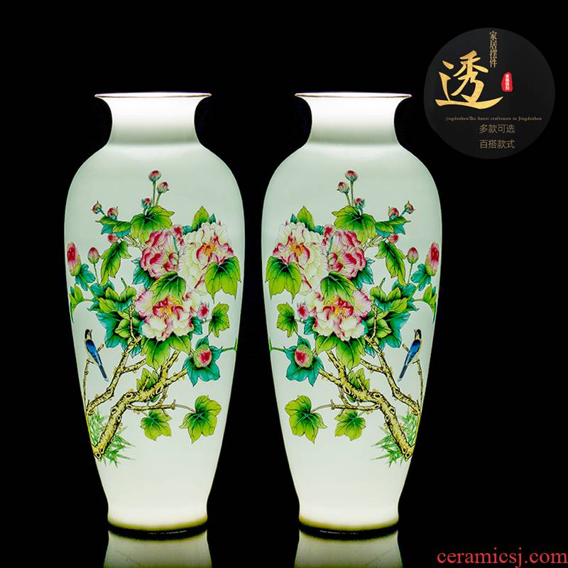 Jingdezhen ceramics vase high white mud thin foetus enamel porcelain painting of flowers and household decorations for bottle gift porcelain furnishing articles