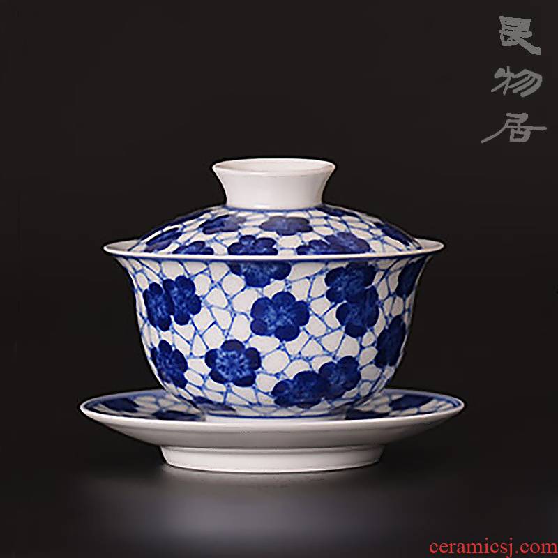 Offered home - cooked at flavour hand - made may only three tureen tea cups jingdezhen blue and white ice archaize ceramic tea set tea bowl