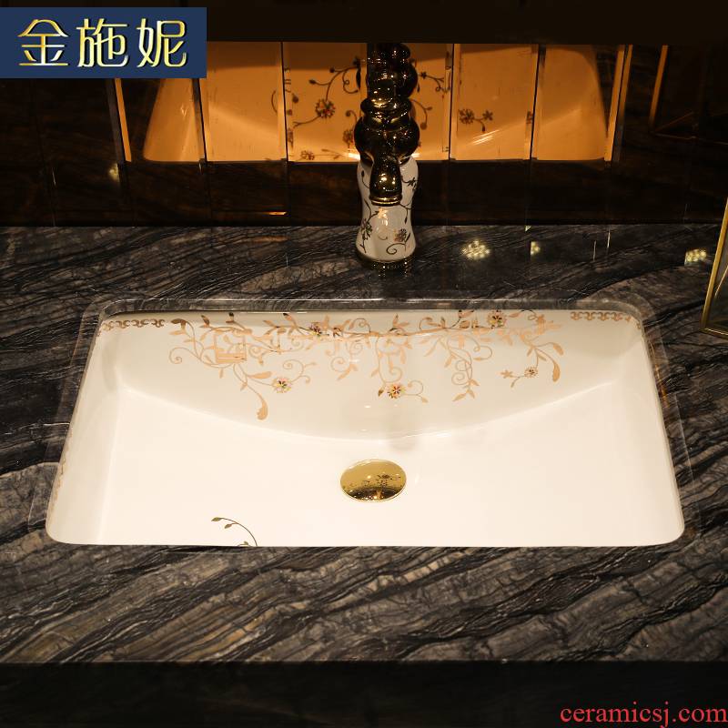 Gold cellnique ceramics undercounter rectangle embedded basin bathroom ark, under the basin that wash a toilet lavabo in use