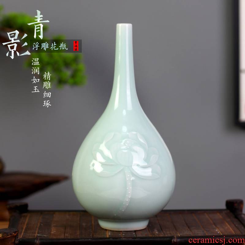 Jingdezhen ceramics shadow blue its peony flower arranging floret bottle housing, I and contracted sitting room furnishings
