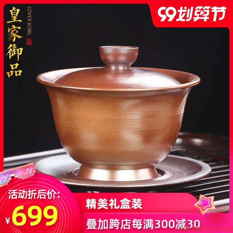 Artisan fairy pure manual to burn only three tureen office household ceramic cups kung fu tea tea bowl of individual