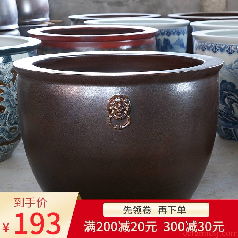 Jingdezhen ceramic VAT restoring ancient ways the tortoise water lily cylinder king sitting room is suing the big aquarium tank a goldfish bowl
