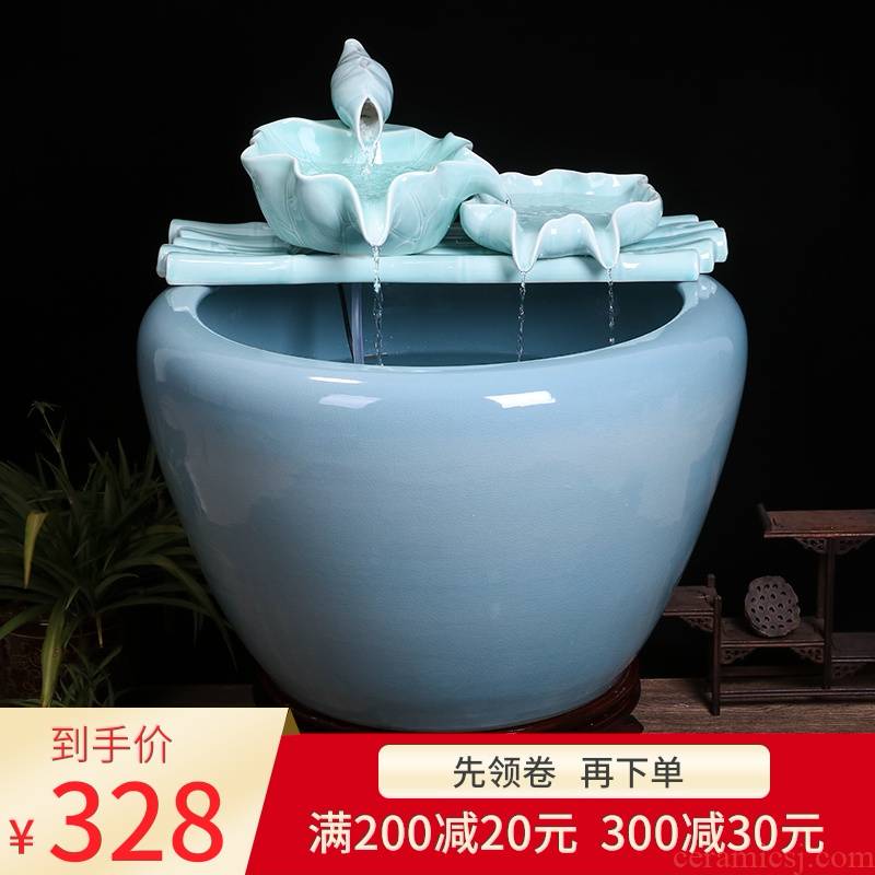 Jingdezhen ceramic goldfish bowl sitting room balcony office furnishing articles water tank to filter the yard cylinder fish bowl