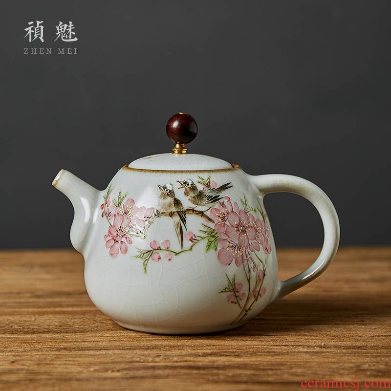 Shot incarnate your up hand - made water spot open peach blossom put jingdezhen ceramic teapot kung fu tea set household filter teapot