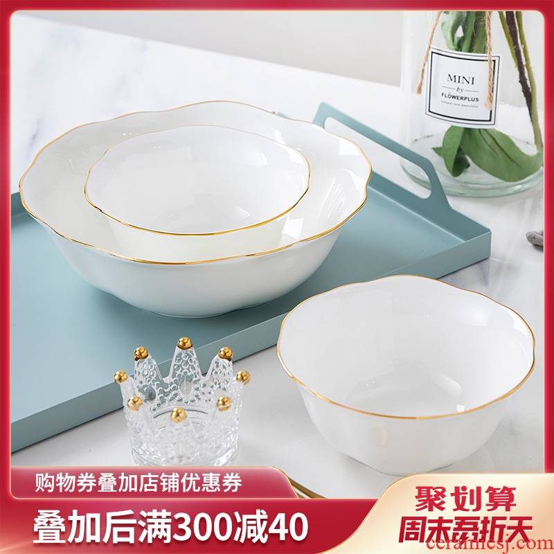 Light excessive ipads China up phnom penh dish with I and contracted creative lace bowl of soup bowl of jingdezhen ceramic tableware