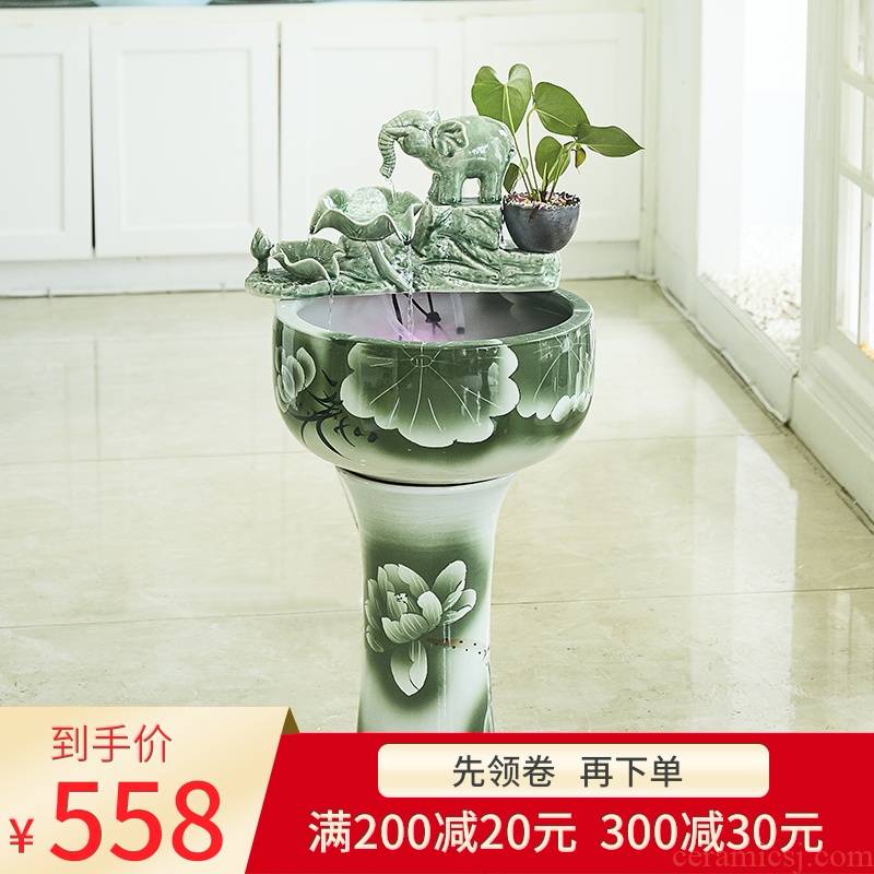 Creative new Chinese be born lucky furnishing articles and retro nostalgia ceramic water fountain in the sitting room porch office decoration