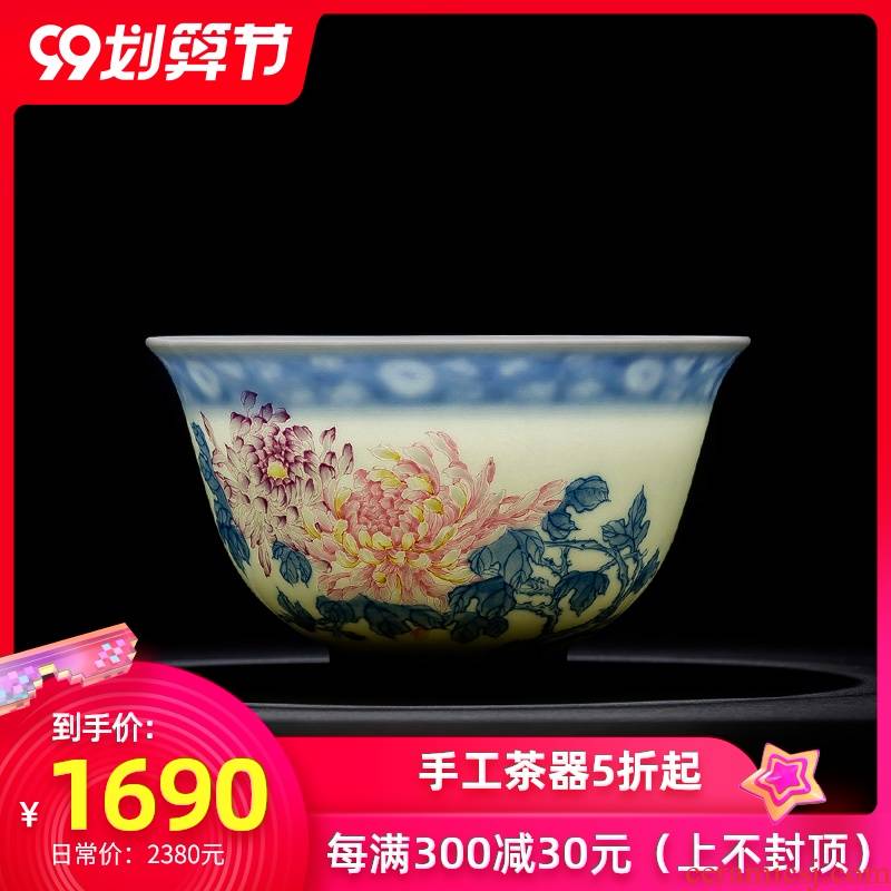 Santa jingdezhen ceramic kung fu tea cups all hand pure hand - made porcelain dou pastel lanqiu by tea masters cup