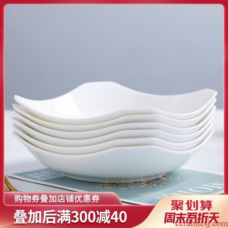 Jingdezhen porcelain child ipads ceramic deep dish creative household utensils simple Chinese food dish round dish dish dish