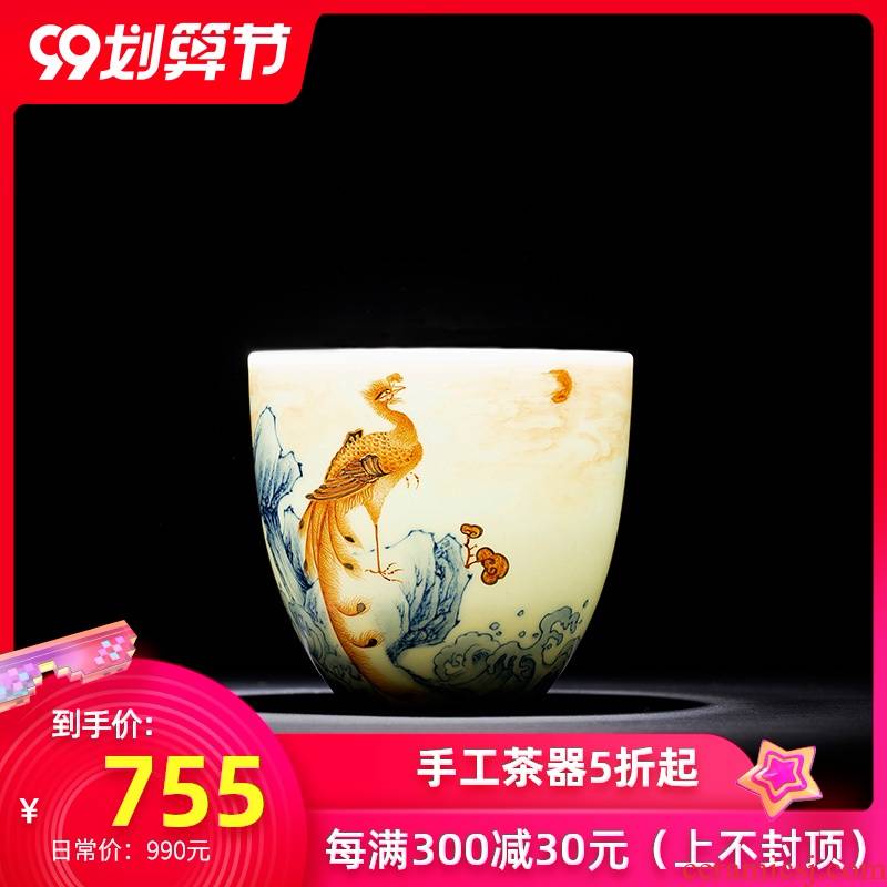 Santa teacups hand - made porcelain ceramic kung fu dou alum red see colour red phoenix in morning figure lying fa cup jingdezhen tea by hand