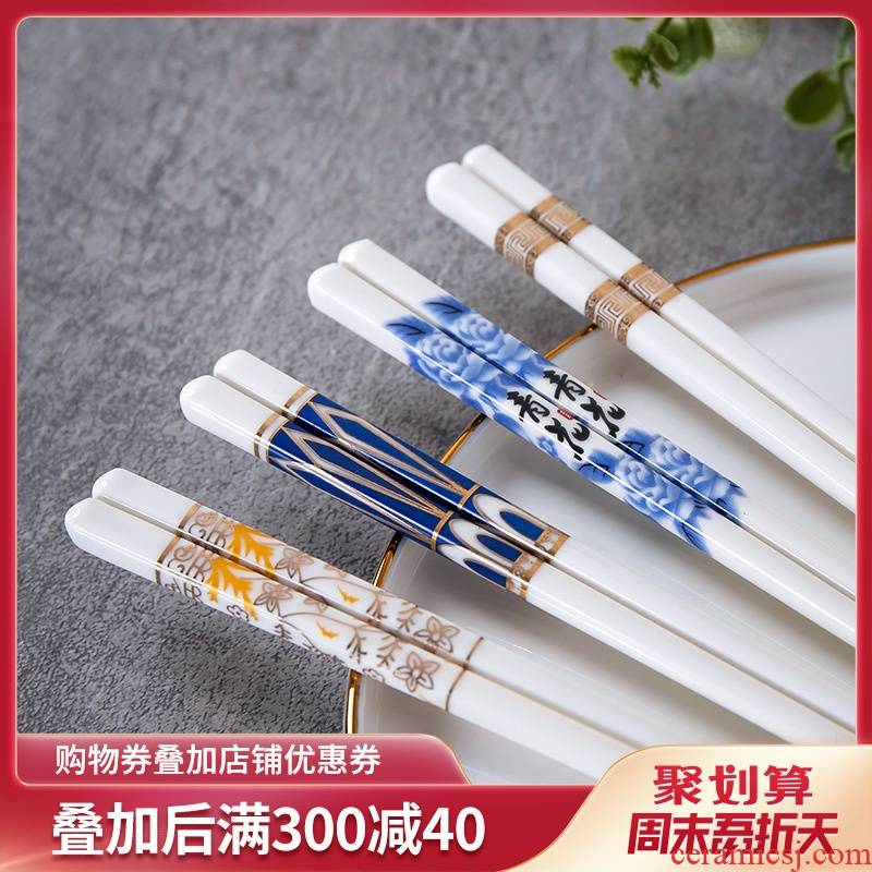 Jingdezhen ceramic chopsticks family gifts household light ipads China key-2 luxury European - style 10 pairs of mouldproof antiskid gift chopsticks