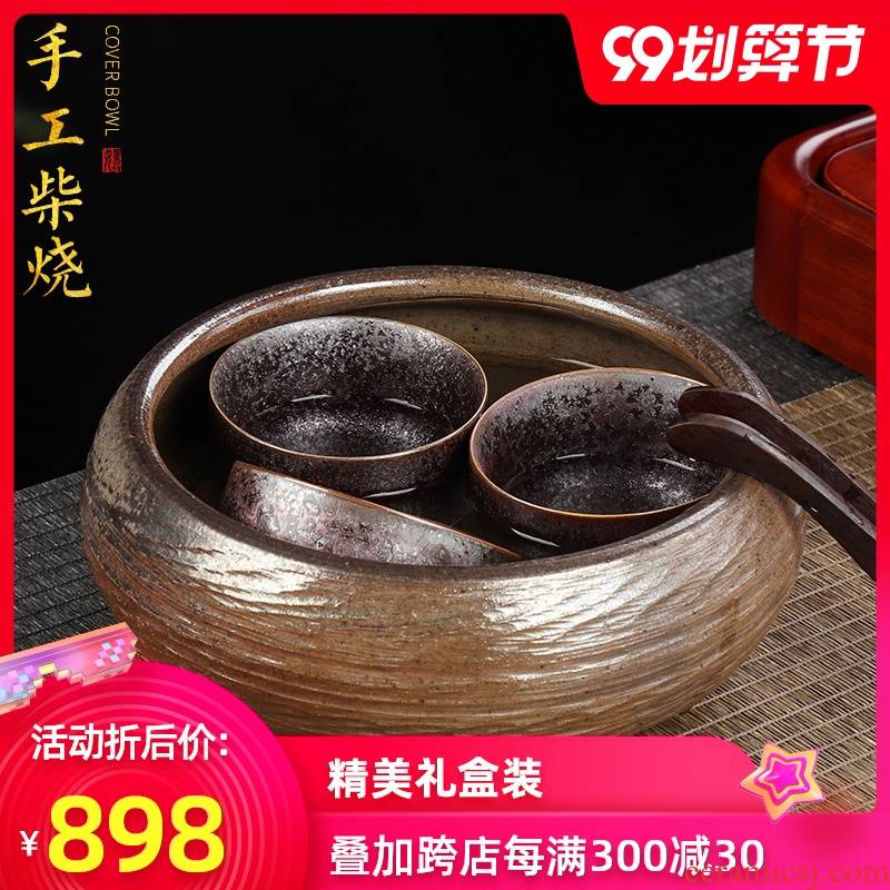 Artisan fairy pure manual firewood tea wash to large domestic cup for wash washing water jar retro ceramic kung fu tea set with parts