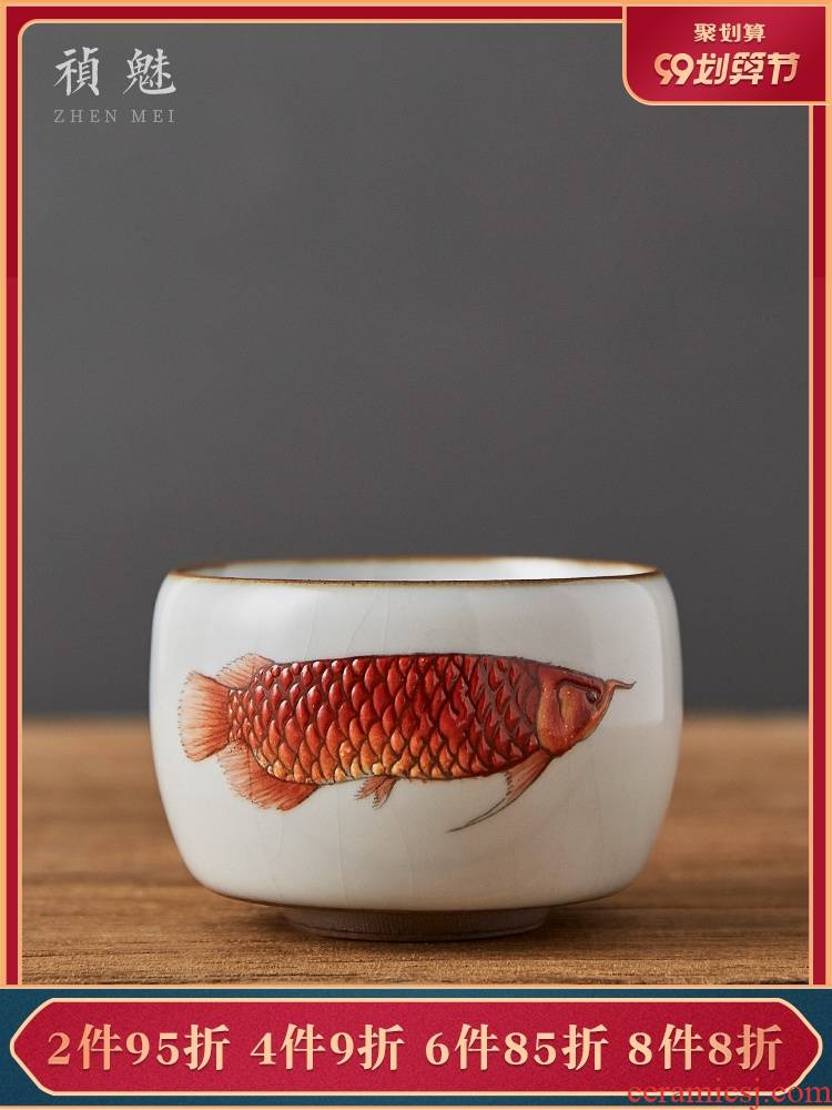 Shot incarnate your up hand - made gold dragon fish master cup single CPU jingdezhen ceramics kung fu tea set sample tea cup personal single CPU