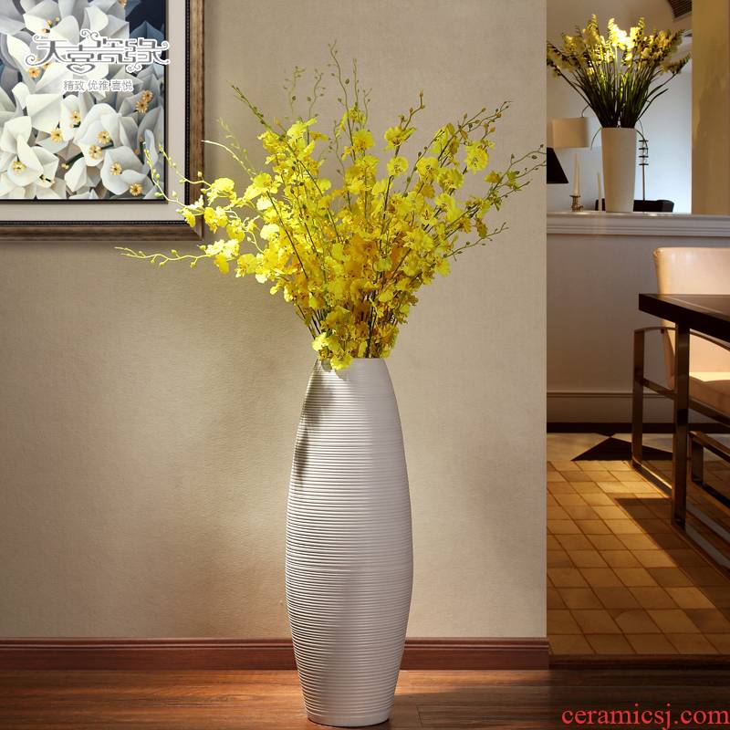 Large European modern ceramics vase creative hotel living room TV ark, home furnishing articles POTS dry flower art
