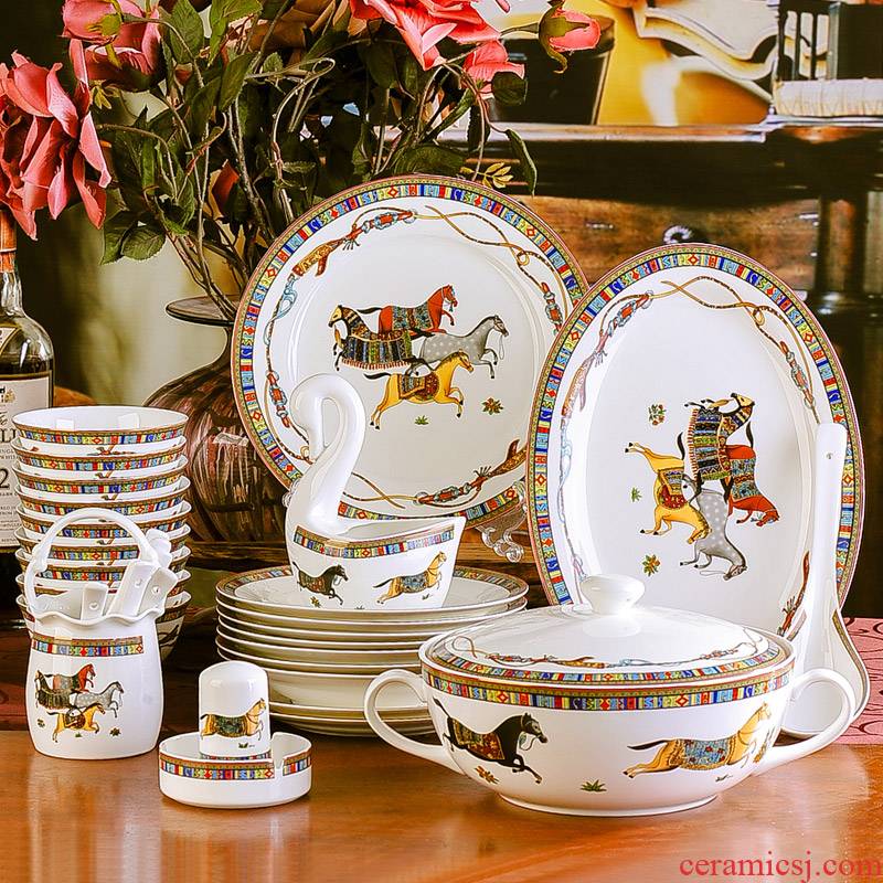 The dishes suit European household contracted plate dishes dishes combine ipads porcelain of jingdezhen ceramics tableware food dish