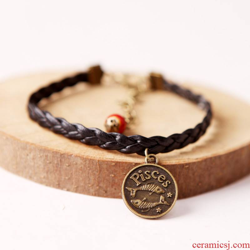 QingGe national wind restoring ancient ways hand rope 12 zodiac signs of jingdezhen ceramic bracelet female students lay in small adorn article on supply of goods
