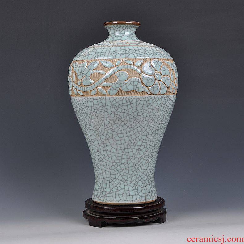 Archaize of jingdezhen ceramics up crack open piece of vases, flower implement pure manual home decoration carving furnishing articles