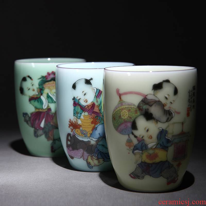 Jingdezhen ceramic cups office glass mugs celadon couples mark cup by hand