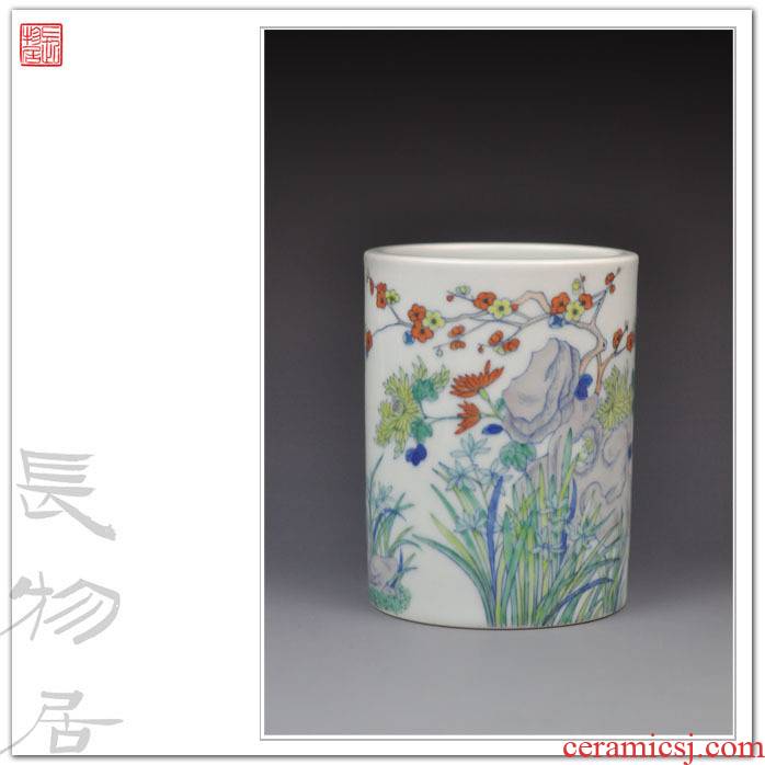 Offered home - cooked at flavour hand - made bucket color by patterns brush pot jingdezhen checking antique porcelain four treasures of the study