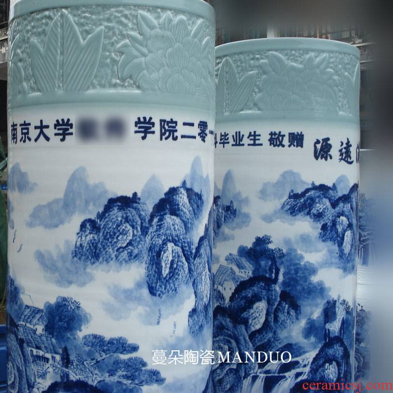 Jingdezhen hand - made the custom - built 1.8 2.2 meters tall porcelain vase quiver school unit to send people to write the vase