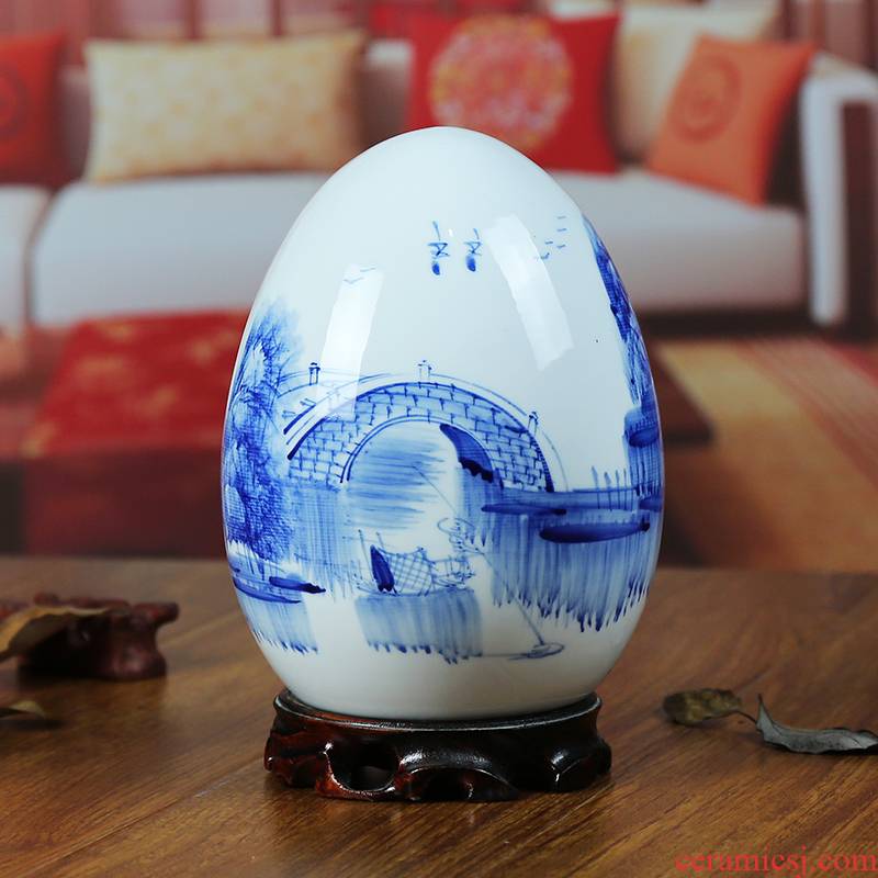 Jingdezhen blue and white porcelain ceramic vase hand - made in modern home furnishing articles f egg handicraft gift sitting room