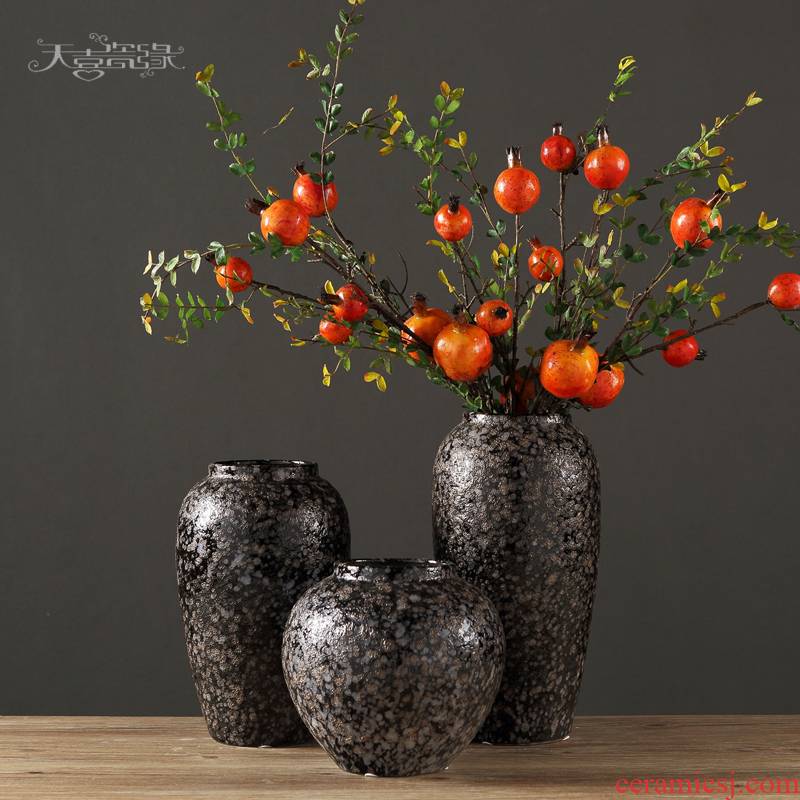 Retro manual water raise POTS Retro coarse pottery vases, flower implement light and decoration vase dried flower earthenware jar do old crock