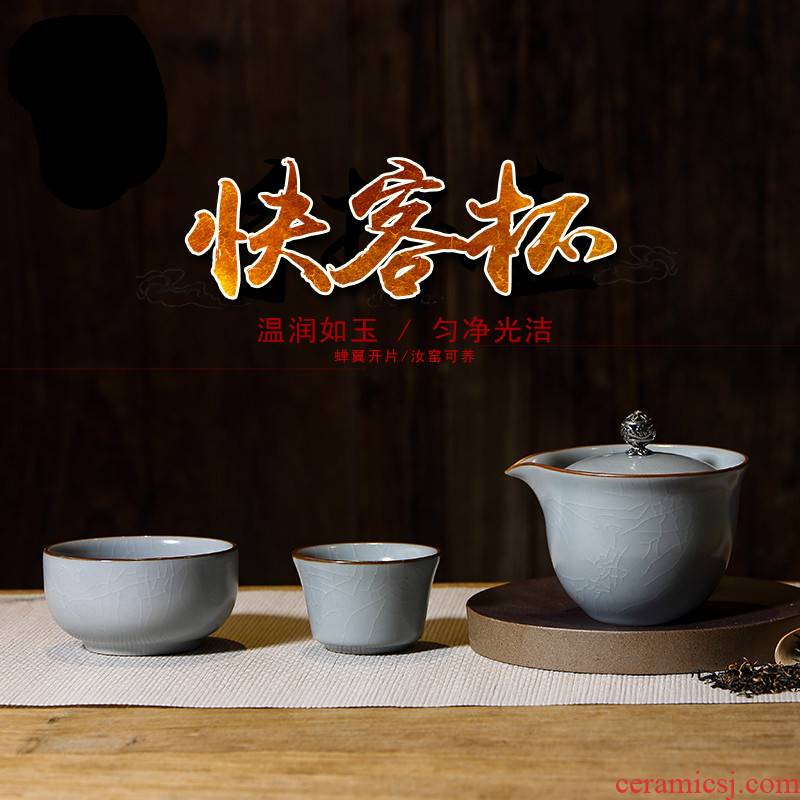 The Poly real boutique scene. Your up crack cup hand grasp pot of tea set jingdezhen ceramic kung fu tea set portable