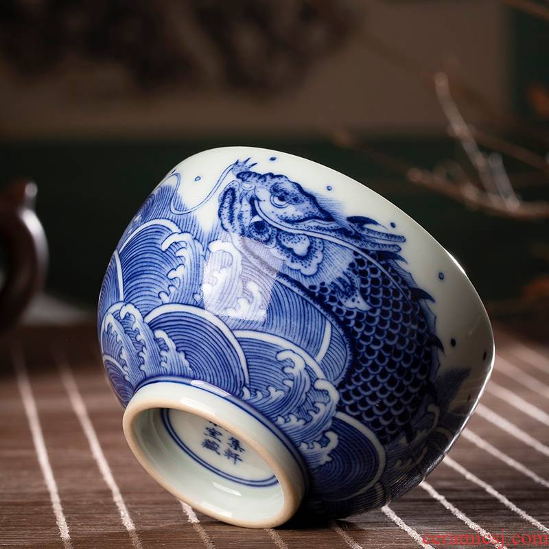 The Master cup single cup bowl of jingdezhen ceramic hand - made porcelain cups to maintain sea grain sample tea cup small tea cups
