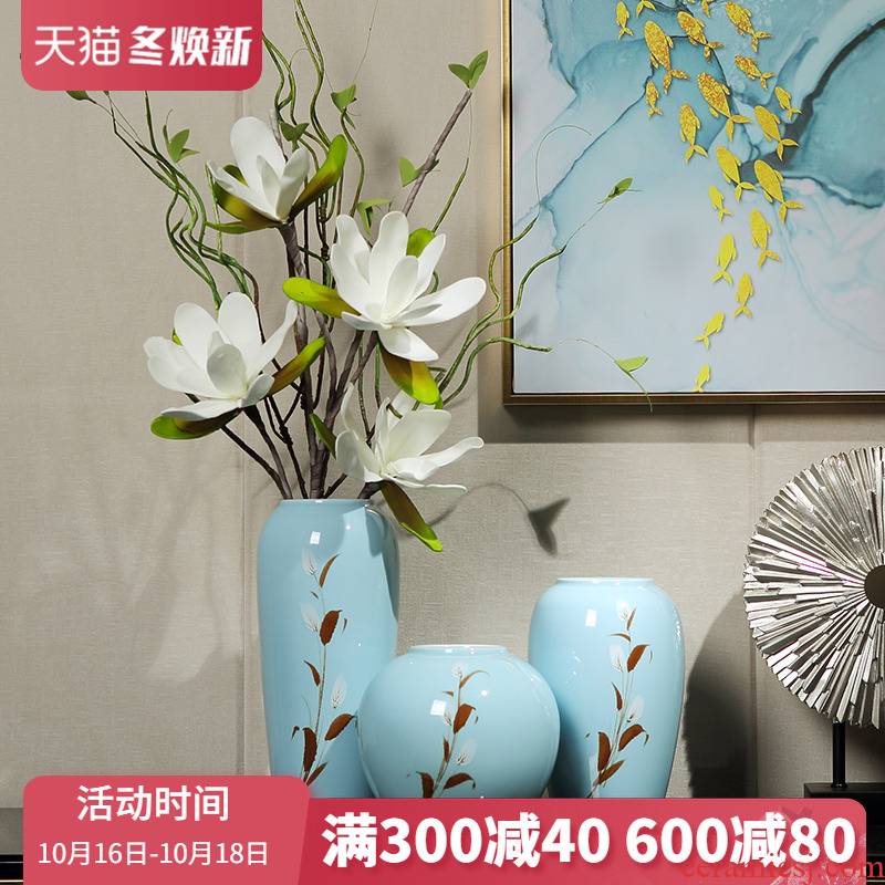 Modern new Chinese style ceramic vase furnishing articles sitting room light flower arranging machine table wine TV ark key-2 luxury home decoration
