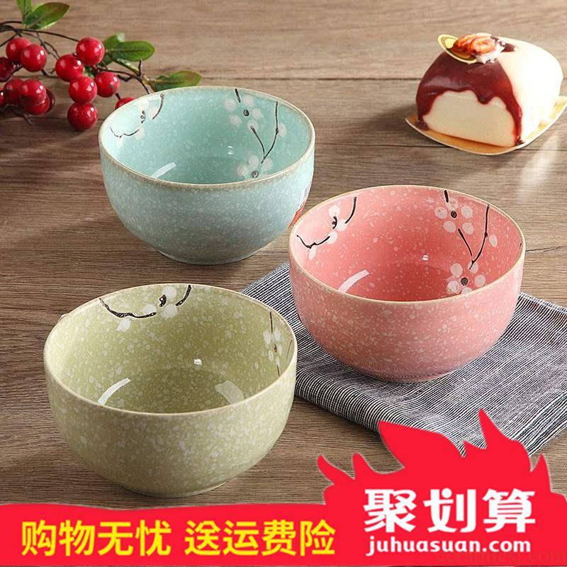 Ceramic bowl suit household to eat three pack 】 【 the microwave bowl of noodles bowl bowls small bowl bowl for dinner