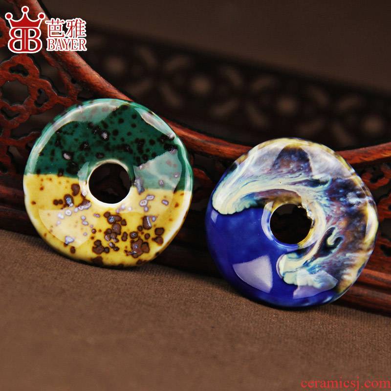 Jingdezhen ceramic chip diy checking out colorful variable macroporous ceramics ring pendant necklace pendant accessories