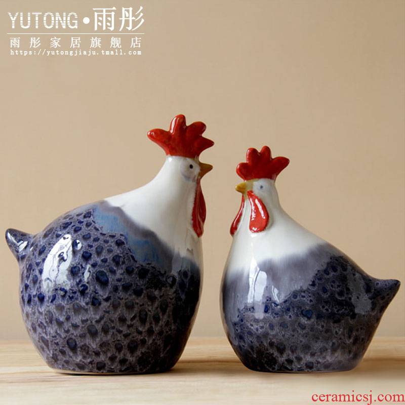Large ceramic chicken chicken furnishing articles of jingdezhen ceramic European painting colorful to chickens variable furnishing articles
