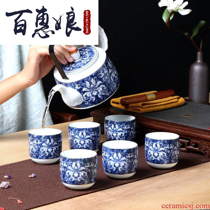 (niang icing on the cake ancient teapot kung fu tea set of a complete set of ceramic tea set tea taking of a complete set of contracted