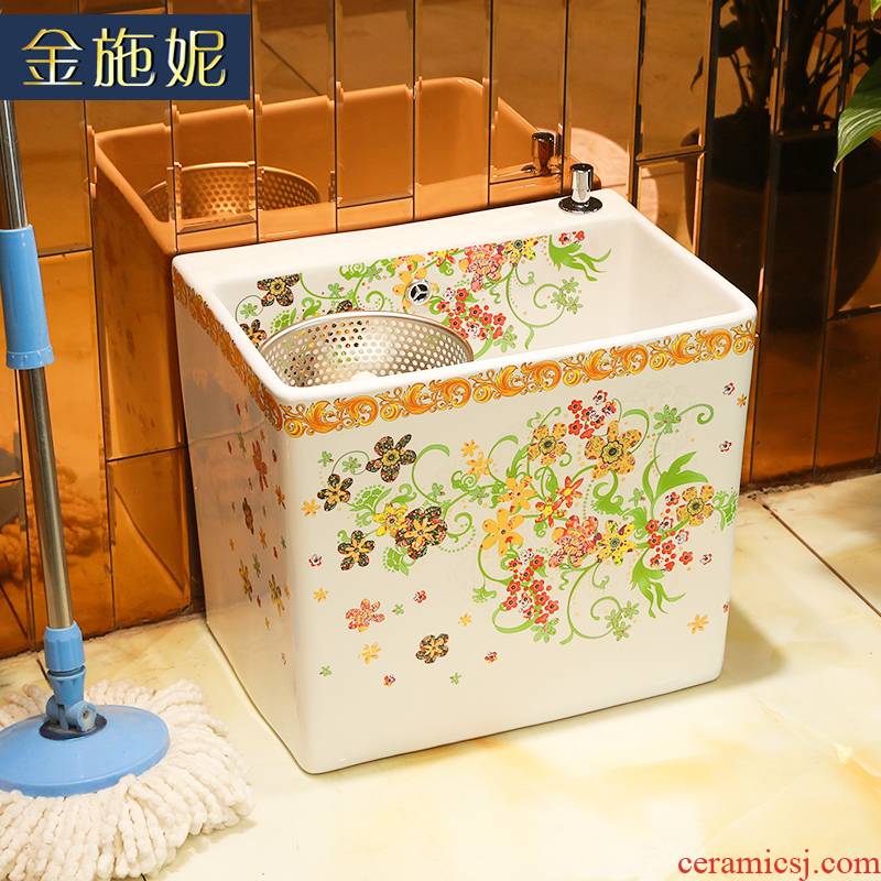 Jingdezhen ceramic bathroom floor balcony mop mop pool an artifact trough wash mop mop pool home land basin