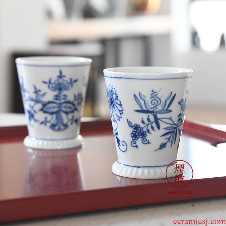 German mason mason meisen porcelain blue onion orchids wide keller cup sample tea cup 150 ml