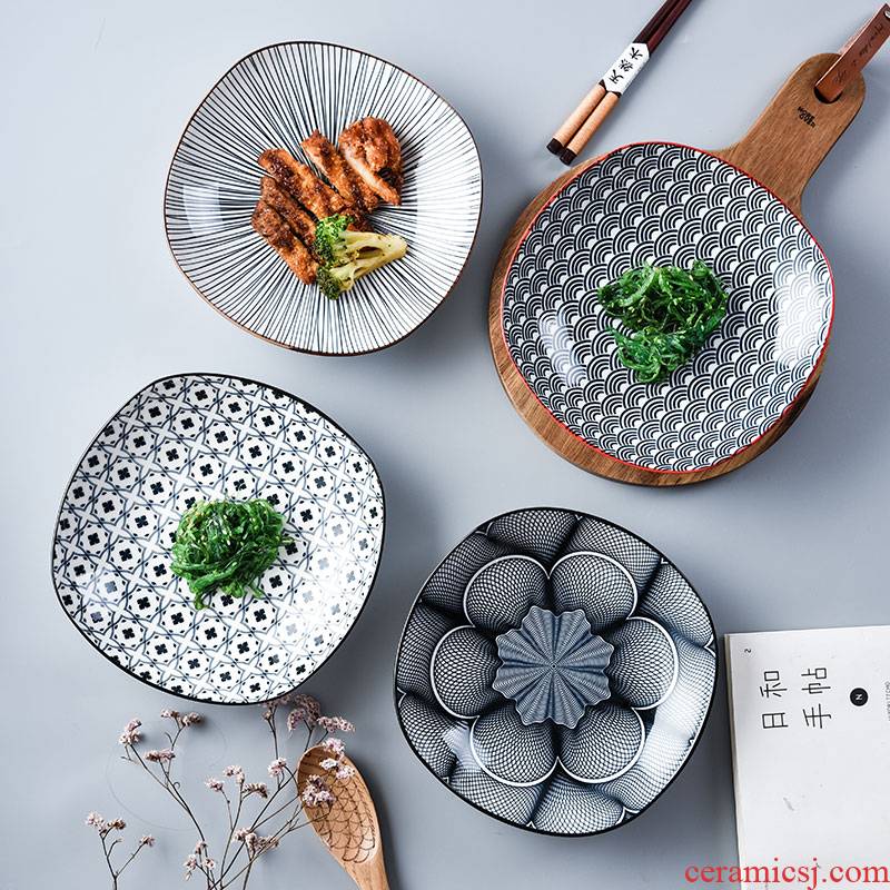 Japanese household good - & zero creative move ins small pure and fresh and the ceramic plate 8 inch deep dish dish FanPan square
