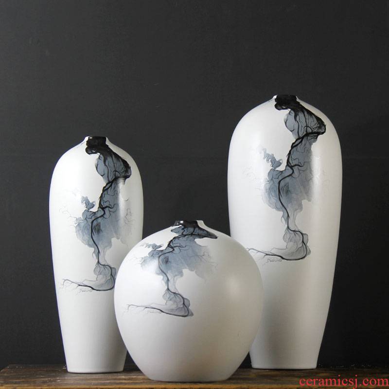 Jingdezhen ceramic vase furnishing articles grain dry flower simulation flower arranging flowers sitting room adornment of new Chinese style large narrow expressions using
