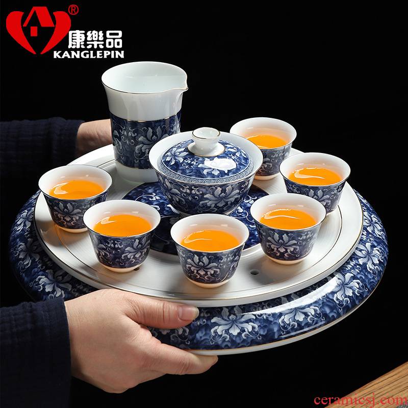 Dasheng recreational taste tea suit household contracted sitting room tea tea sets kung fu of blue and white porcelain tea set