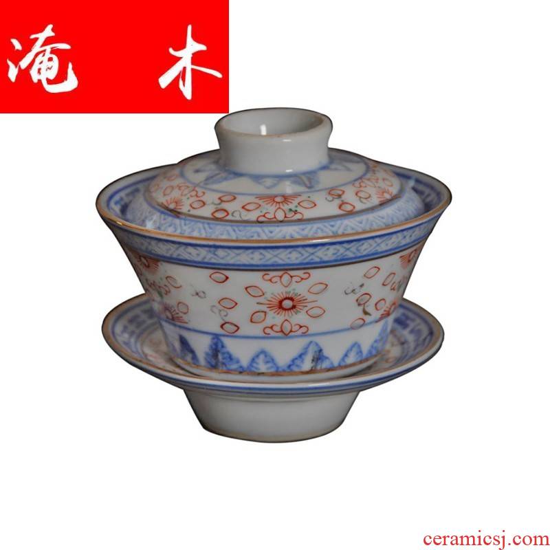 Submerged wood factory of jingdezhen porcelain and old blue and white and exquisite tureen goods only three bowl of tea bucket color restoring ancient ways and exquisite tureen pure