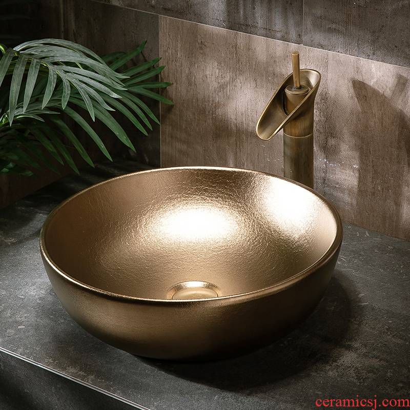 Golden stage basin sink single basin simple toilet lavatory basin basin ceramic household balcony