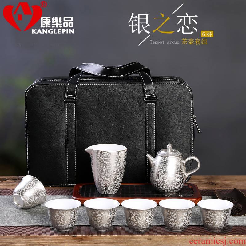 Recreational product silver of ceramic coppering. As silver tureen kung fu tea cups set five blessings tea the whole trip