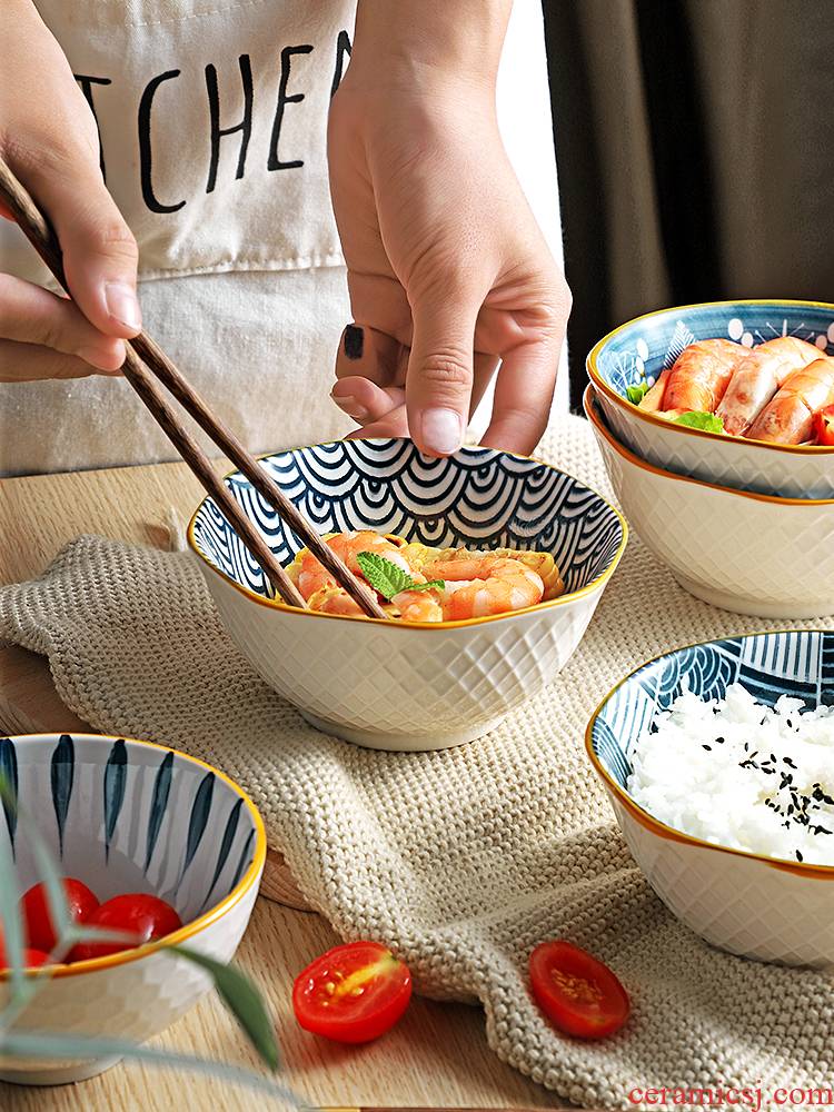 Ceramic bowl individual household small bowl pull rainbow such as bowl soup bowl eat a bowl of creative move Japanese - style tableware suit ins of the wind
