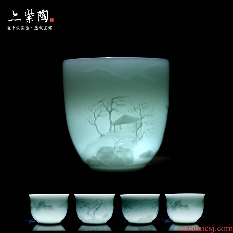 Purple clay of kung fu tea set jingdezhen ceramic cups manual shadow celadon bowl green white porcelain tea sample tea cup