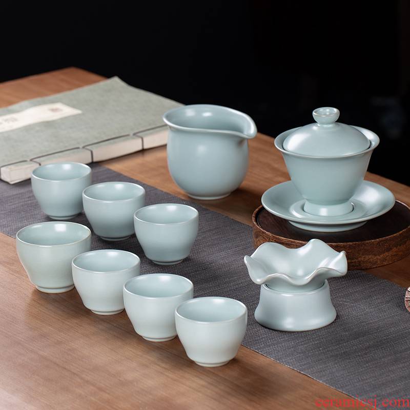 And your up kung fu tea set a complete set of home office of jingdezhen ceramic teapot GaiWanCha sea tea cups