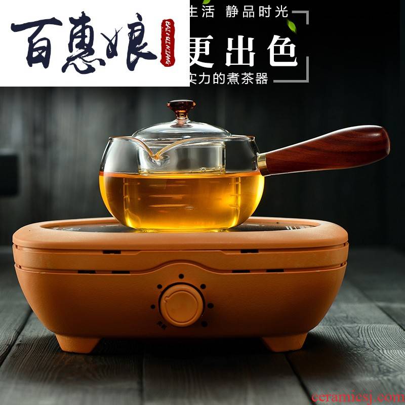 (niang spend pear wood side boil boil refractory glass teapot tea tea, tea kettle household electric ceramic