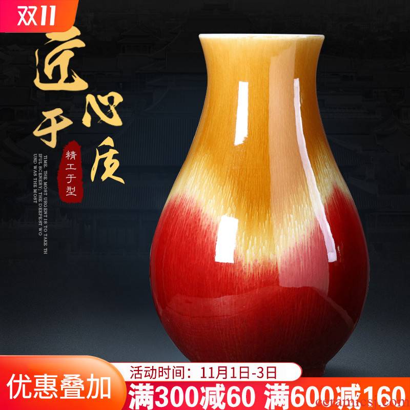 Jingdezhen ceramics antique ruby red vase furnishing articles home sitting room porch rich ancient frame size adornment arranging flowers