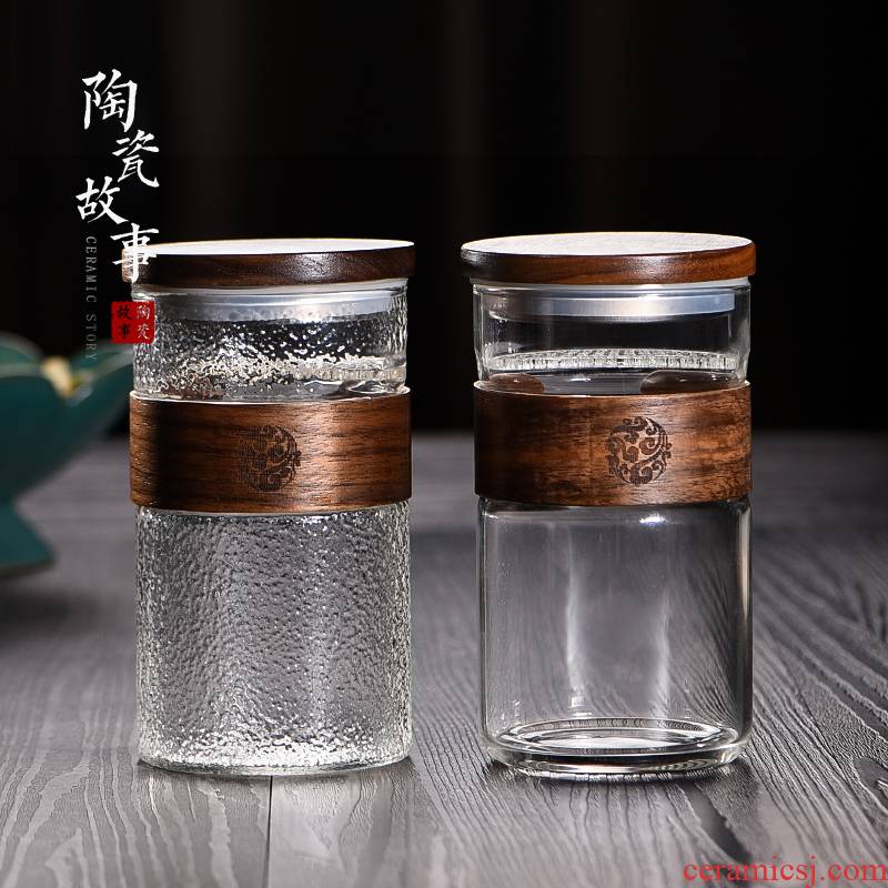Ceramic story glass office portable filtration separation water cup tea tea cup with cover cups crescent cup