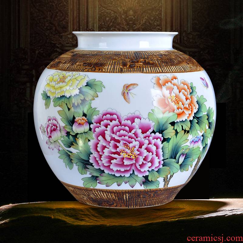 Hand made peony jingdezhen porcelain of ceramic art furnishing articles wide expressions using vase pot - bellied blooming flowers sitting room furnishing articles