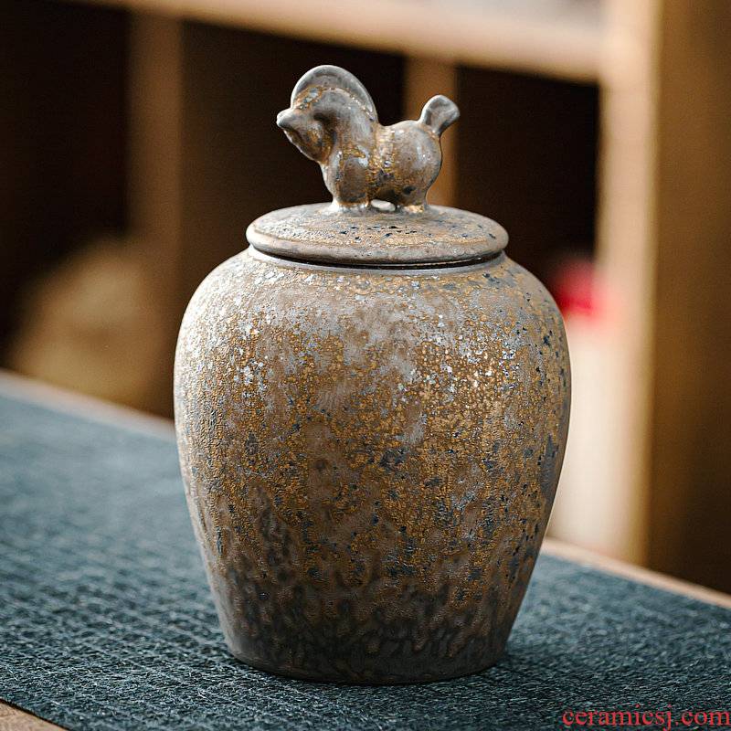 Japanese coarse pottery gold ceramic tea pot large wake tea pot small pu - erh tea storage POTS household seal pot