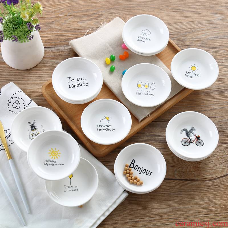 Creative ceramic household han dish taste disc children cartoon dish snack small plate plate plate vomit ipads plate soy sauce dish