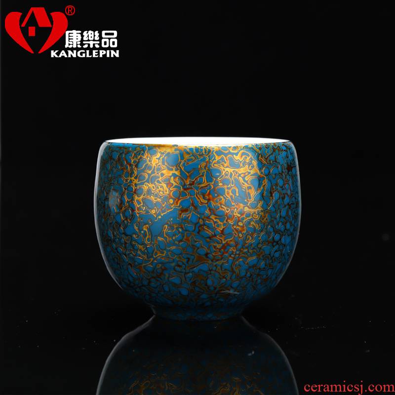 Recreational product lacquer tea set ceramic pure checking checking coarse pottery master cup of the big sample tea cup single CPU